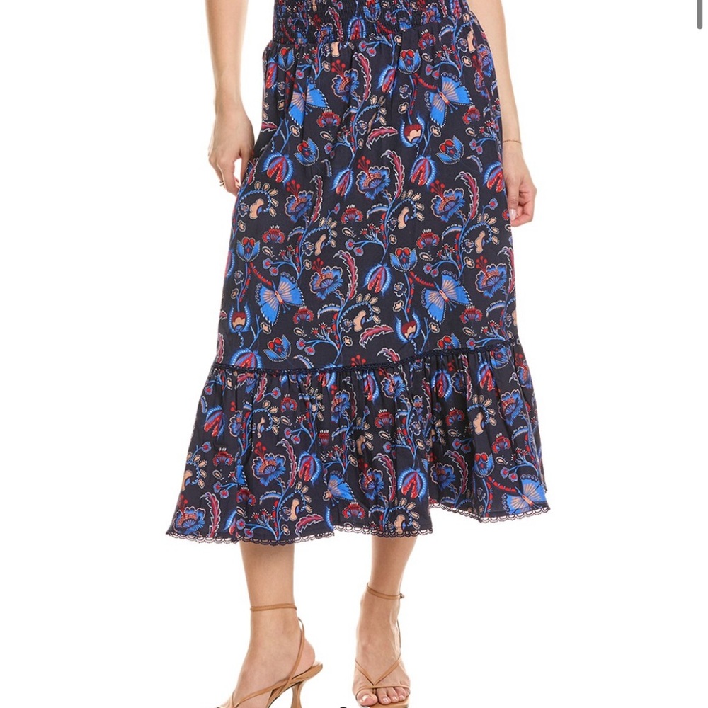 Sail to Sable Paisley Blue and Red Midi Skirt